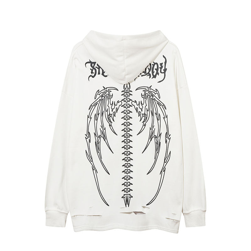 Men Hoodie Washed Make Old Ripped Hooded Sweater Men and Women Retro