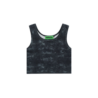 Women Vest Retro Love Full Printed Y2g Short Vest