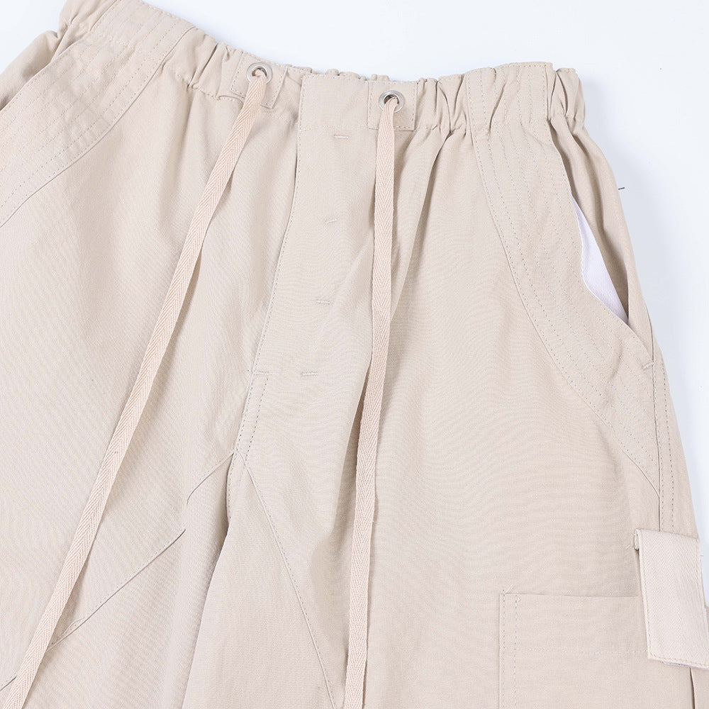 Men Sweatpants Pleated Casual Pants Men Loose Straight Trousers Drawstring Jogger Pants