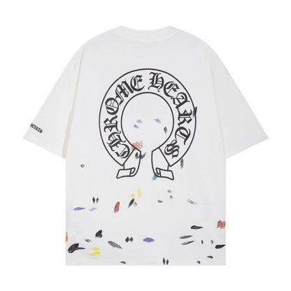 CHH Chrome Heart T Shirts Croix Cross Sanskrit Embroidery Versatile Casual Loose