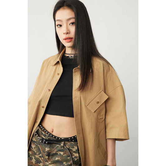 Unisex Shirt Casual Pocket Loose