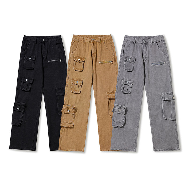 Cargo Pants Vintage Distressed Multi-Pocket