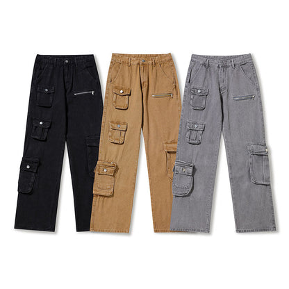Cargo Pants Vintage Distressed Multi-Pocket