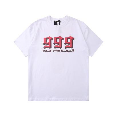 Vlone T Shirts Couple's Same Large V Printed Short Sleeve Men's and Women's High Street Loose T-shirt