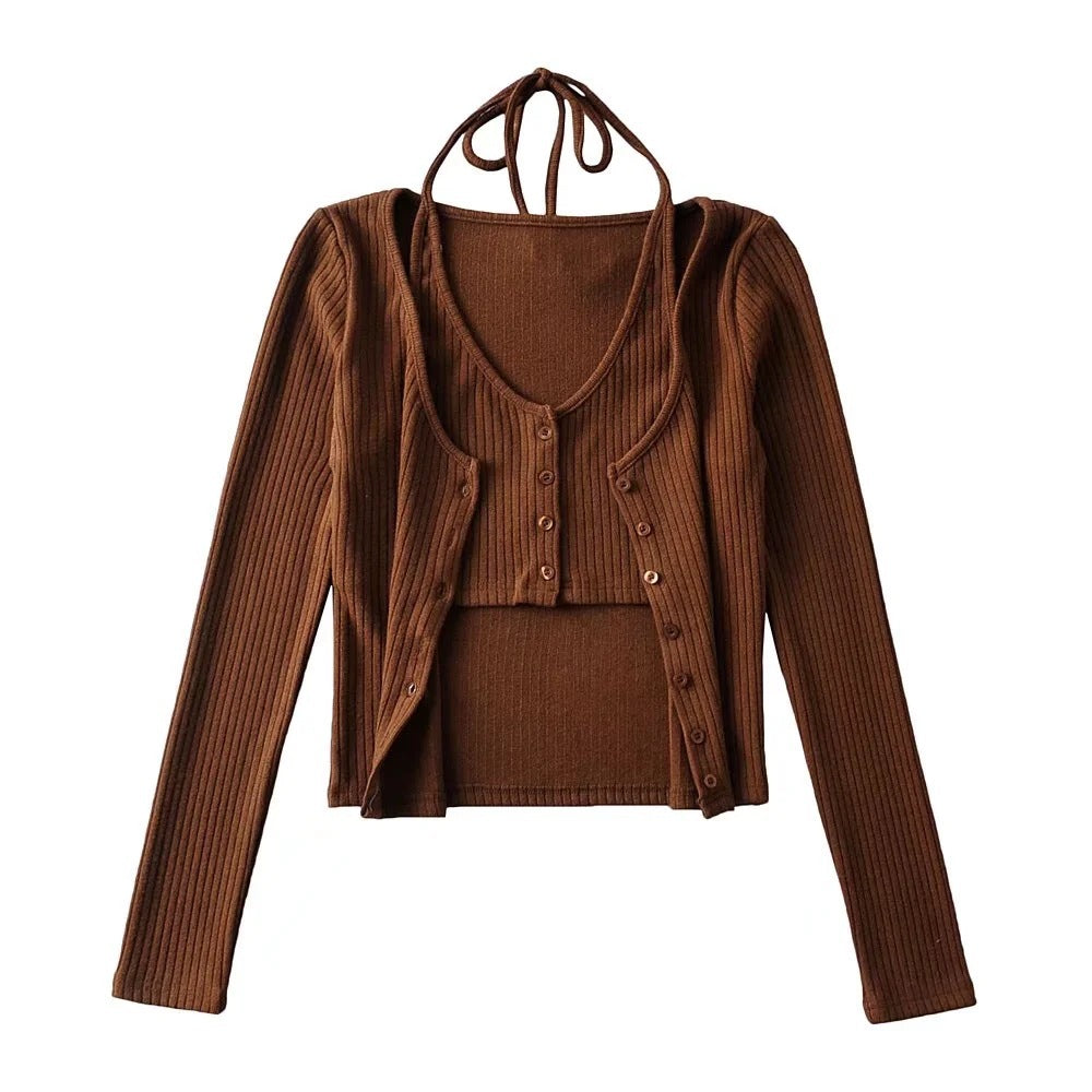 Women Sweater Knitwear Sexy Knitted Cardigan Autumn Short Long Sleeve T-shirt Jacket