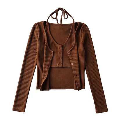 Women Sweater Knitwear Sexy Knitted Cardigan Autumn Short Long Sleeve T-shirt Jacket