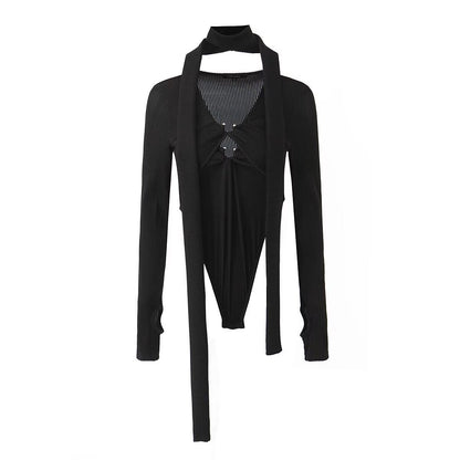 Women Tops Summer Hollow out Slim-Fit Knitted Top Sexy Jumpsuit