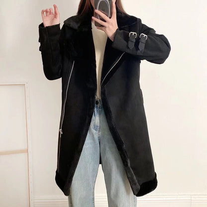 Women Cotton Coat Thickened Faux Lamb Fur Coat