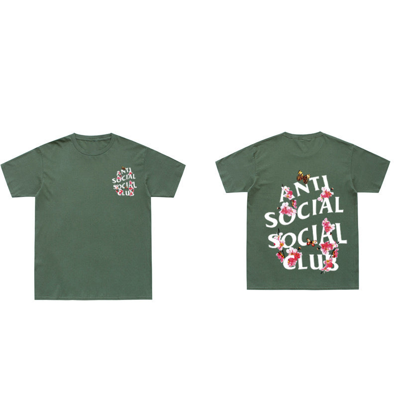 Anti Social Club T Shirt Summer Short Sleeve T-shirt Printed Short T Loose