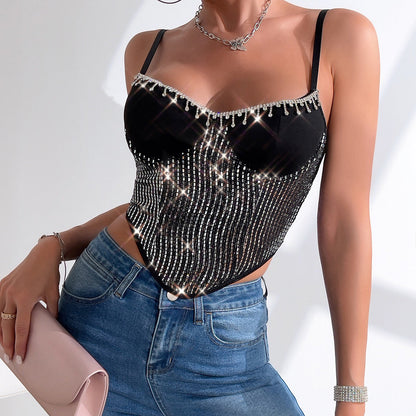 Women Party Tops Sexy Tassel Sequined Suspender Vest