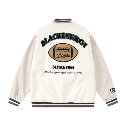 Men Jacket Coat Baseball Uniform Men's Ins Embroidered Pu Stitching Jacket Jacket