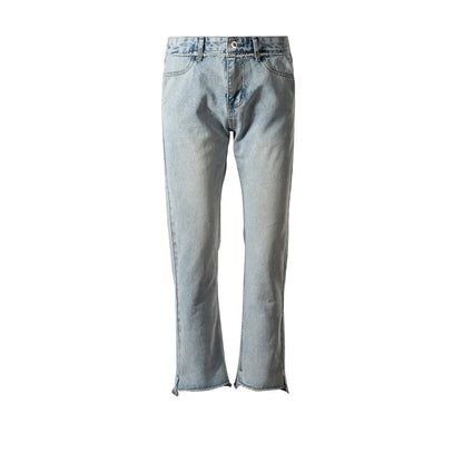 MIJKO Men's Vintage Pants MIJKO Men's Women's Autumn and Winter Wide-footed Trousers Washed and Old Jeans