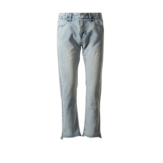 MIJKO Men's Vintage Pants MIJKO Men's Women's Autumn and Winter Wide-footed Trousers Washed and Old Jeans