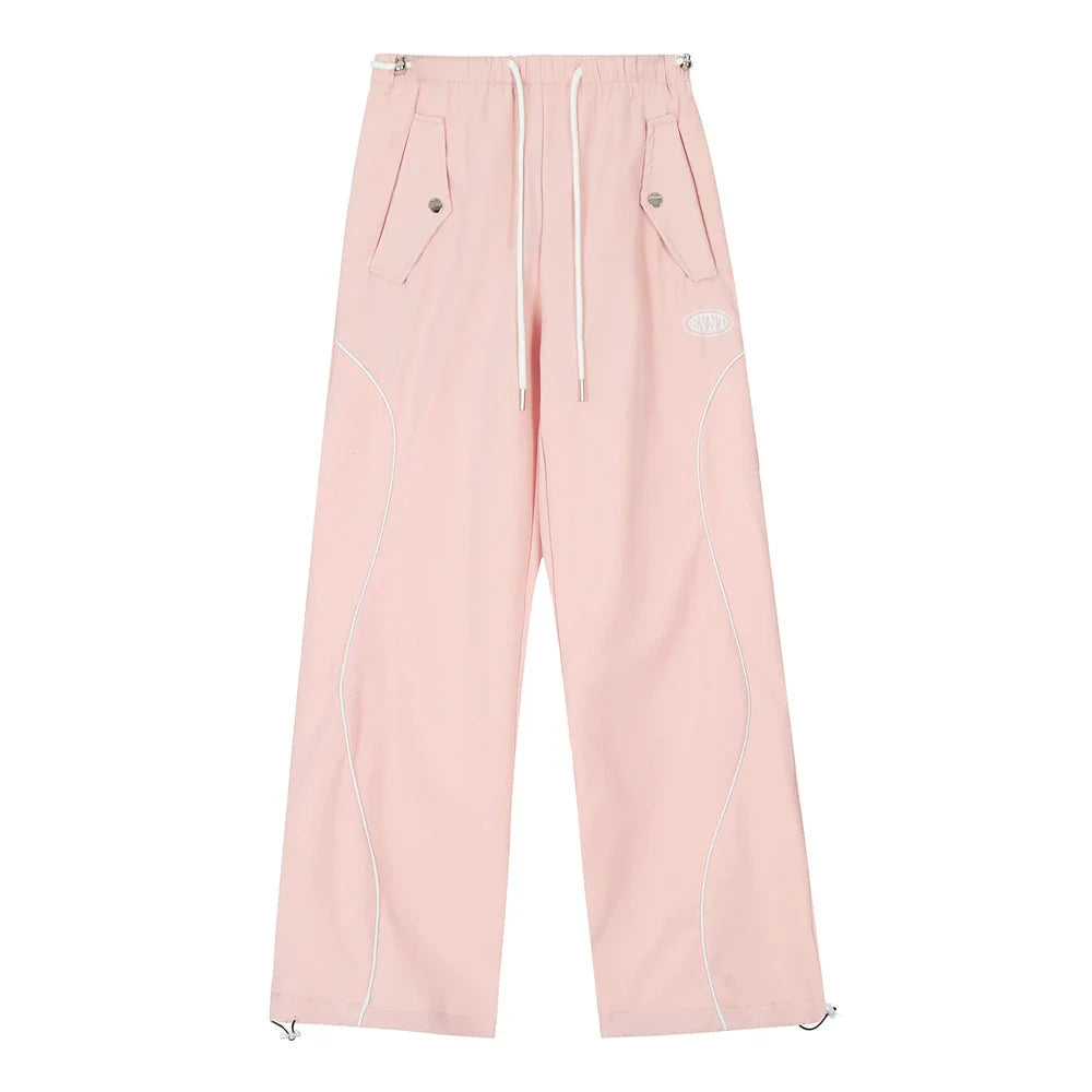 Men Sweatpants Leisure Sports Tactical Pants Loose Straight Trousers Feet Drawstring Jogger Pants