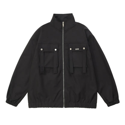 Men Jacket Coat Men's Autumn Loose Baggy Long Sleeve Zipper Jacket