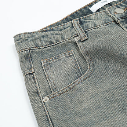 Men Jeans Faded Loose Burrs Casual