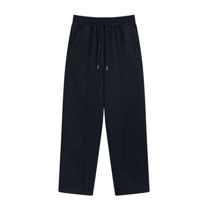 Men Sweatpants Loose Casual Sweatpants Elastic Waist Sports Straight Solid Color Wide Leg Trousers