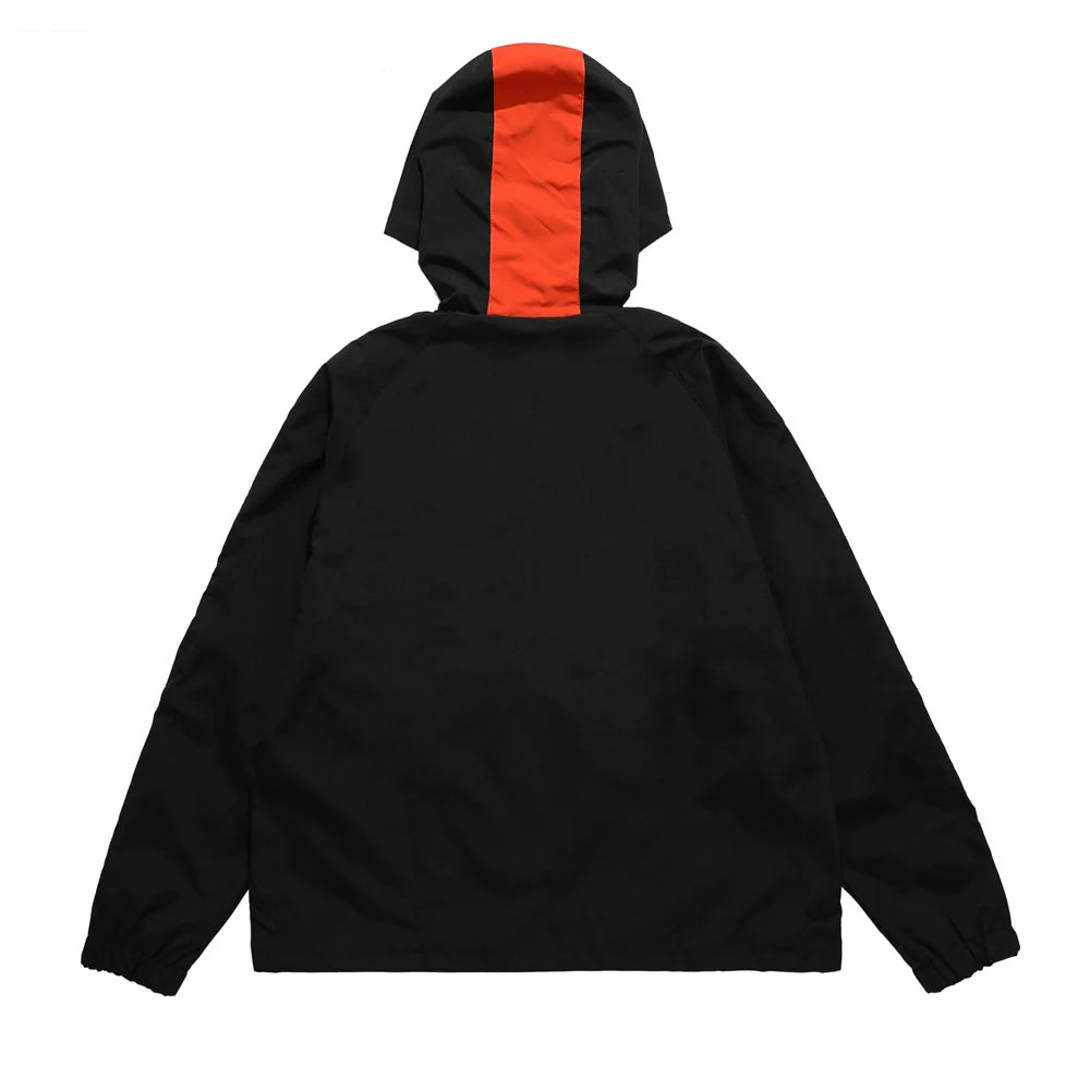 Men Jacket Coat Men's Assault Jacket Color Contrast Patchwork Zip Hooded Jacket Loose Jacket