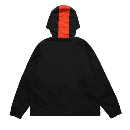 Men Jacket Coat Men's Assault Jacket Color Contrast Patchwork Zip Hooded Jacket Loose Jacket