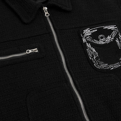 Men Jacket Coat Spring and Autumn Baggy Coat Men's Line Embroidery Jacket