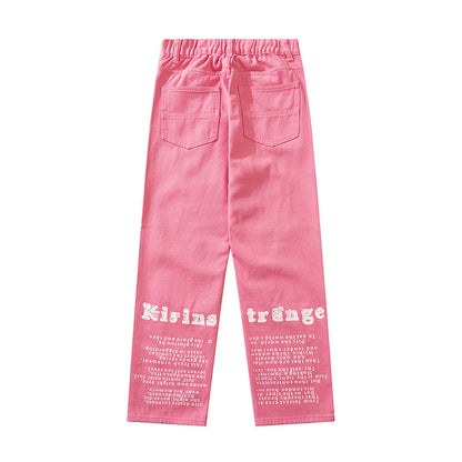 Cargo Pants Vintage Letter Print Jeans