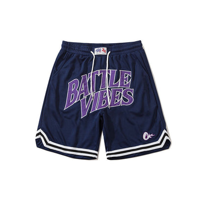 Men Shorts Retro Alphabet Embroidered Basketball Shorts
