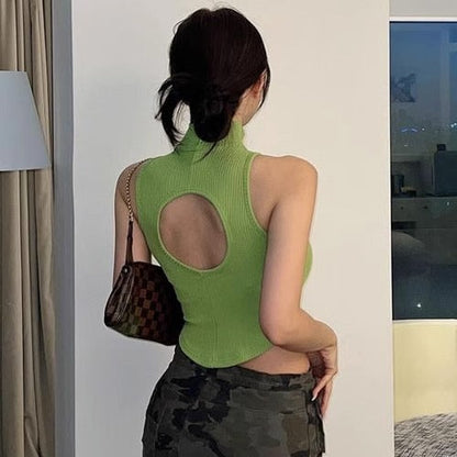 Women Vest Suspenders High Neck Sexy Vest Summer