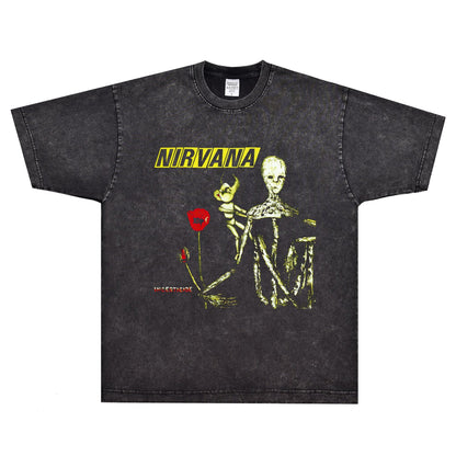 Rock Star T Shirt T-shirt Nirvana Band Rock American Style Loose Vintage Short Sleeve