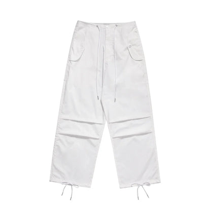 Men Sweatpants Pleated Workwear Casual Pants Double-Layer Mesh Lining Sports Straight Trousers