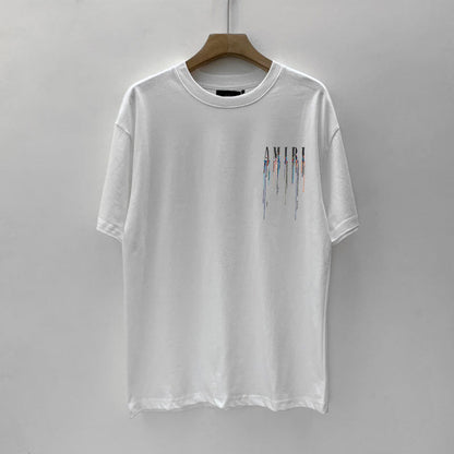 Amiri T Shirt Splash Ink Casual Hip Hop round Neck Short Sleeve T-shirt
