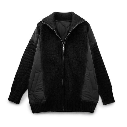Women Cotton Coat Sweater Cardigan Women Thicken Lazy Style Stitching