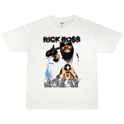 Rock Star T Shirt Rapper Rick Ross William Roberts Washed Distressed T-shirt Short Sleeve