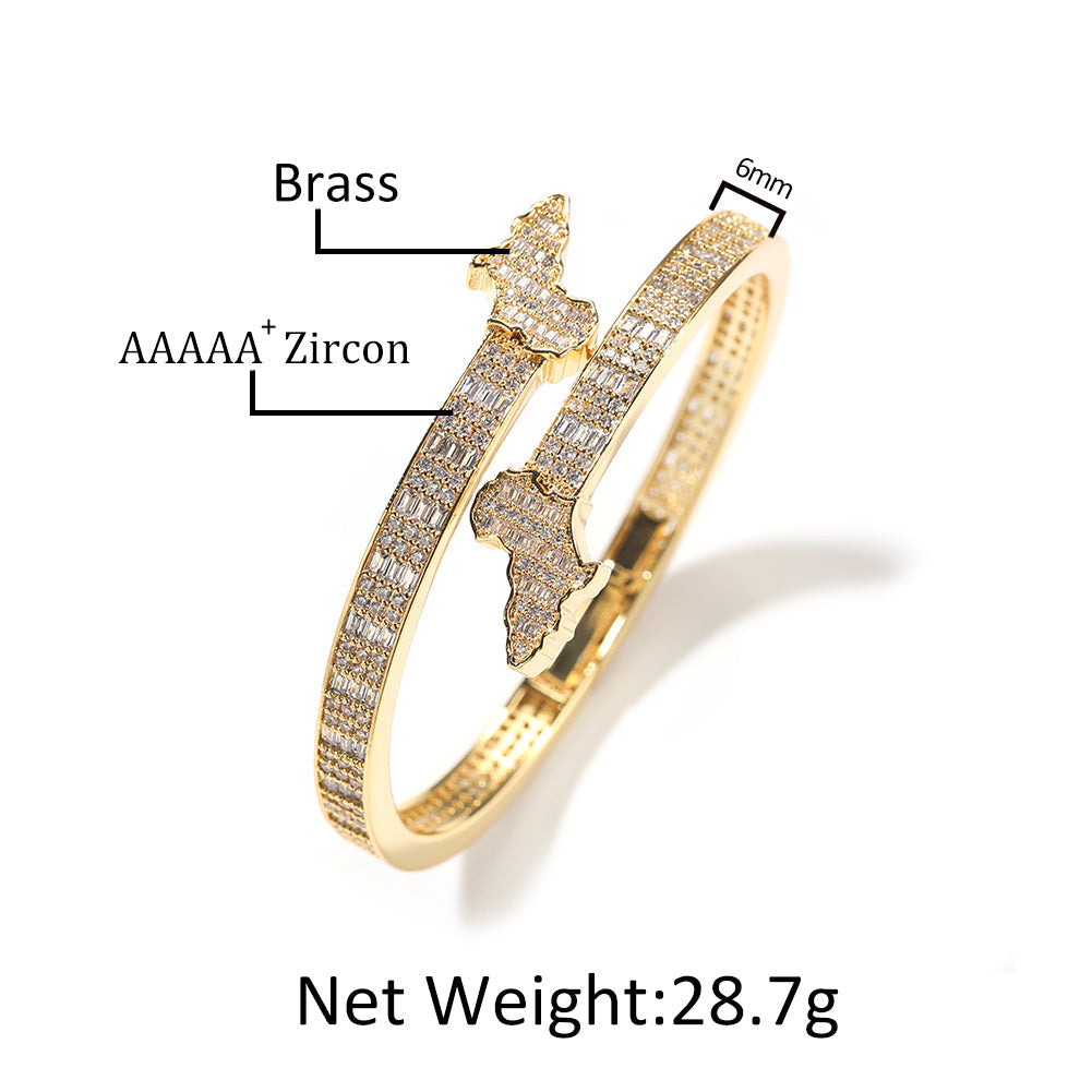 Bracelet Africa Map Bracelet Men's Miniature Zircon Light Luxury Spectrum St. Valentine's