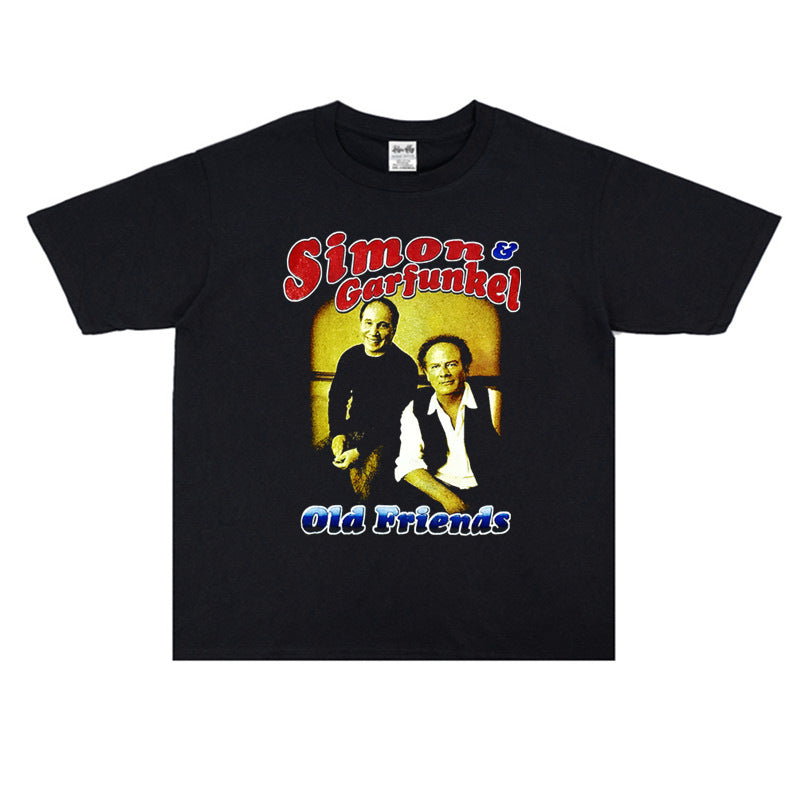 Rock Star T Shirt Simon & Garfunkel Printed T-shirt Short Sleeve