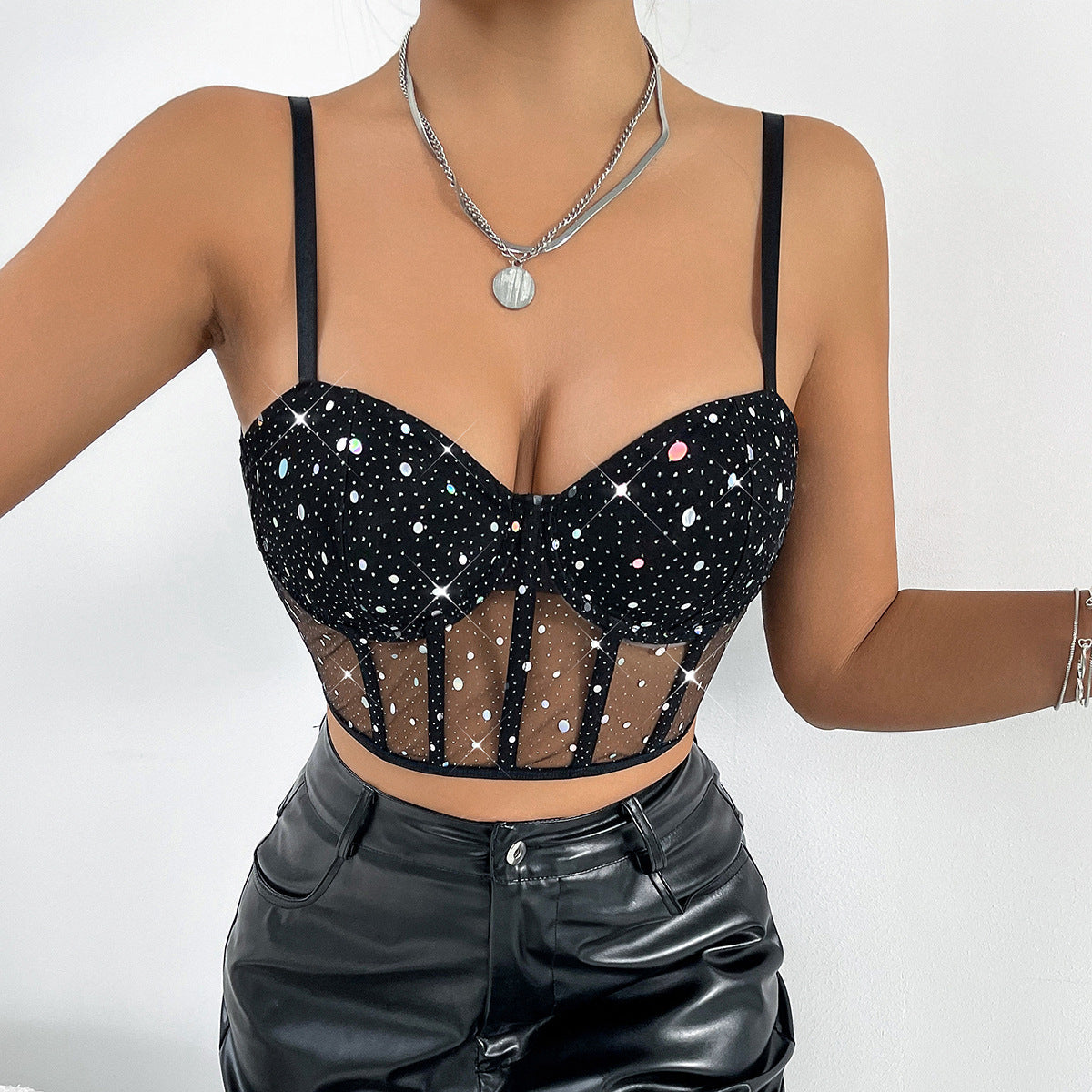 Women Party Tops Sexy Fishbone Vest