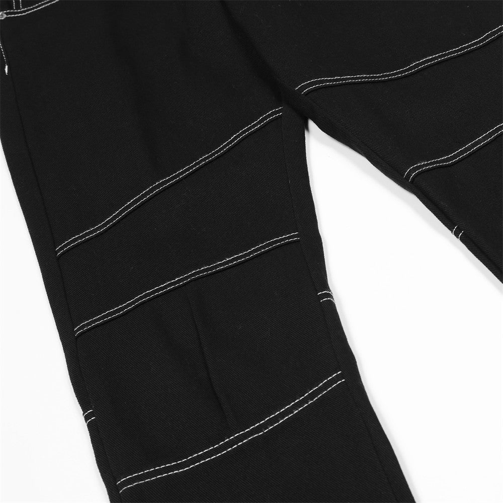 Men Jeans Punk Hip Hop Stitching Zipper Split