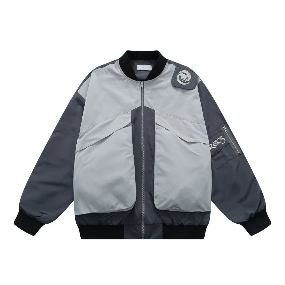 Men Jacket Coat Color Contrast Patchwork Overalls Jacket Men's Vibe Baseball Uniform