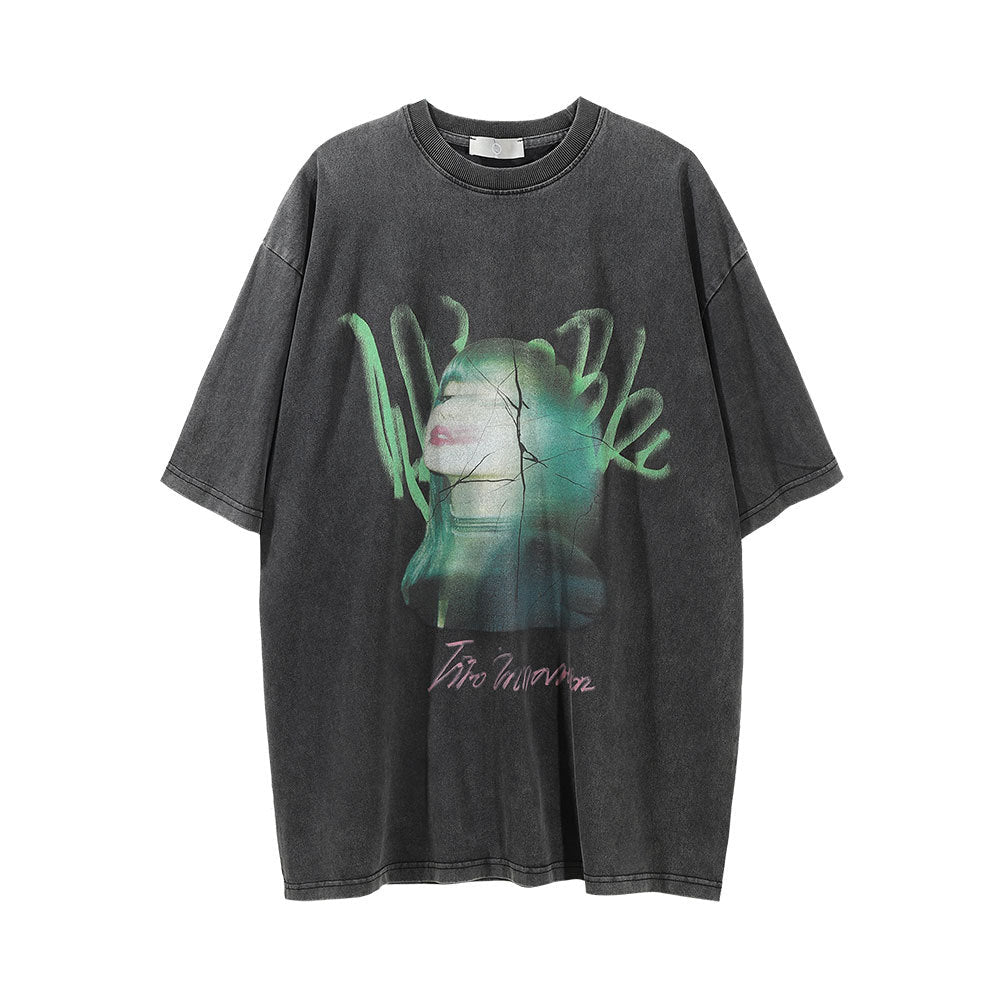 Men Vintage T-Shirt Printed Short Sleeve T-shirt Men's Loose round Neck Half Sleeve