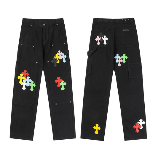 CHH Chrome Hearts Jeans Unisex Casual Loose Jeans