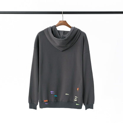 Gallery Dept Hoodie Luo Hand Painted Graffiti Letter Printing Pure Cotton
