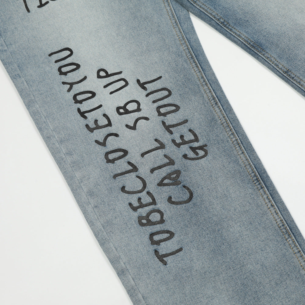 Men Jeans Loose Tie-Dye Gradient Wide Leg