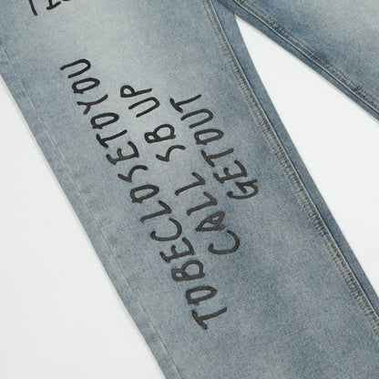 Men Jeans Loose Tie-Dye Gradient Wide Leg