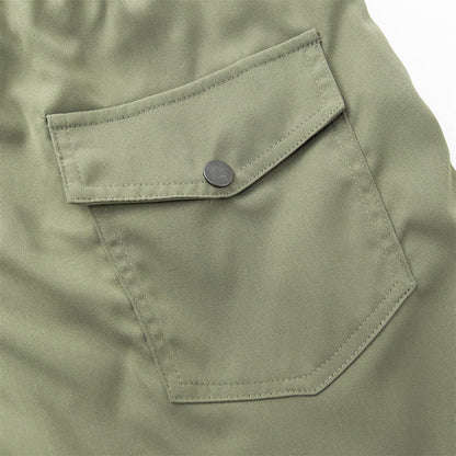 Men Shorts with Belt Workwear Loose Solid Color