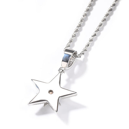 Jewelry Hip Hop Diamond Swivel Pentagram Pendant Necklace Cannabis Royalty Spectrum St. Valentine's
