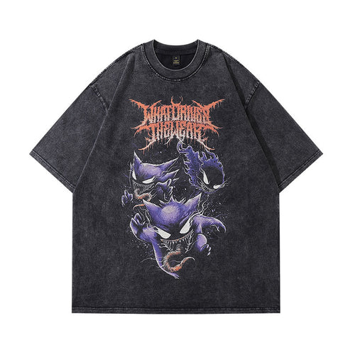 Men T-shirt Hip Hop Retro Heavy Half Sleeve Tee
