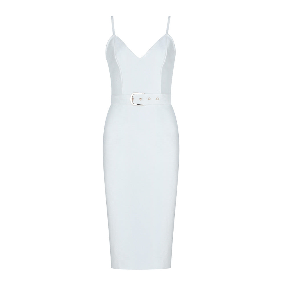 Women's Evening Dress Strap Belt Dress Sexy Slim Fit Bandage Dress