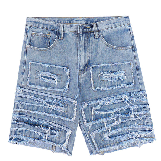 Men Shorts Ripped Ripped Denim Shorts
