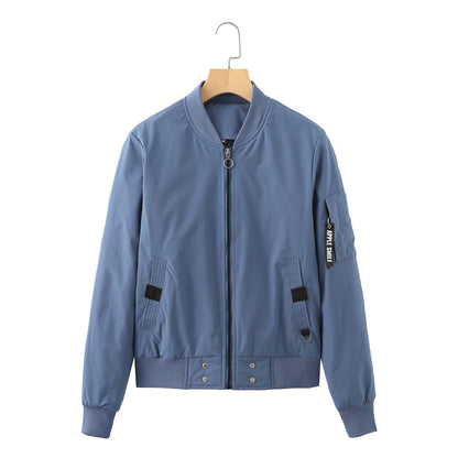 Women Trench Coat Stand Collar Urban Casual Bomber Jacket Spring and Autumn Coat