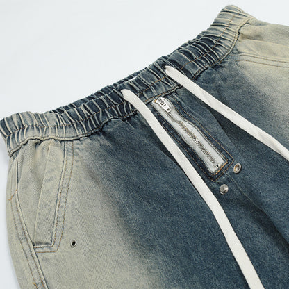 Men Jeans Gradient Tie-Dye Multi-Pocket Popular Hip Hop Loose