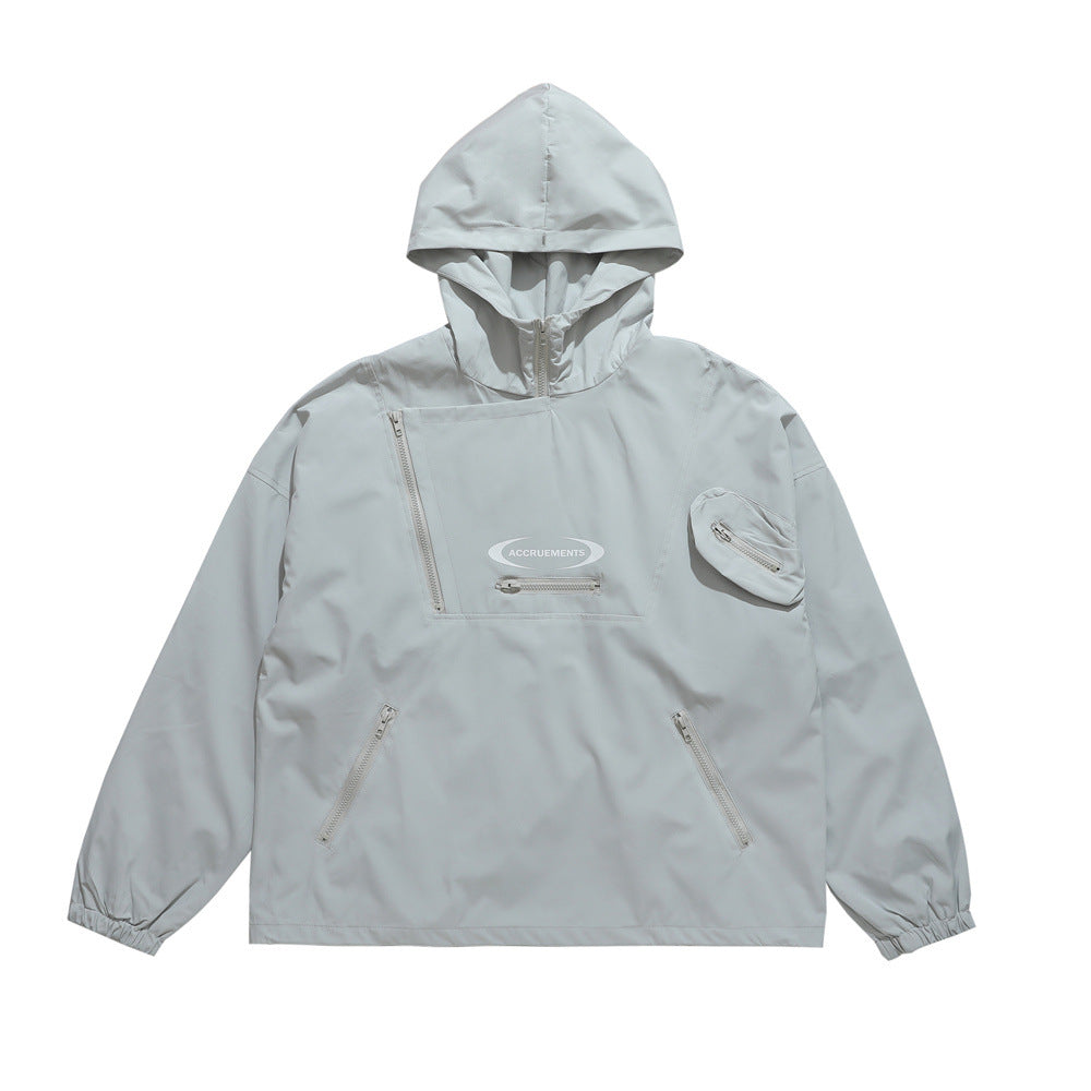 Men Jacket Coat Shell Jacket Men Outdoor Windproof Exercise Hooded Coat Loose Spring and Autumn